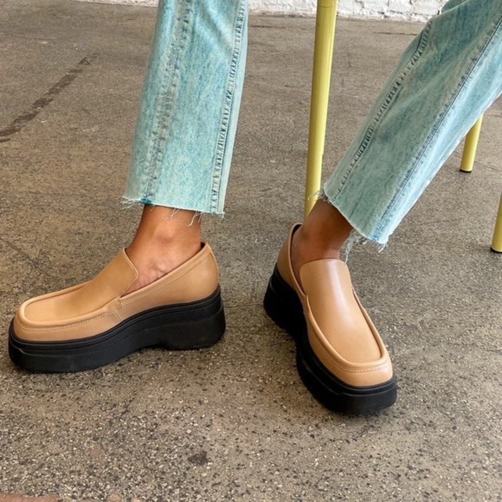 Vagabond Tan Platform Loafers